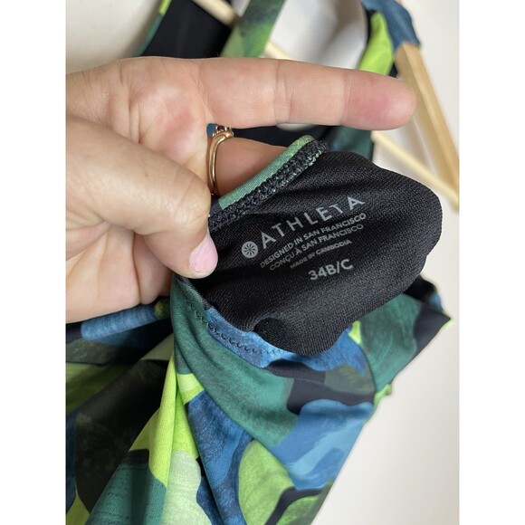 Athleta Women's 34 B/C Bikini Bottom Leaves Bra Cup Tankini Underwire Swimsuit - Picture 5 of 5